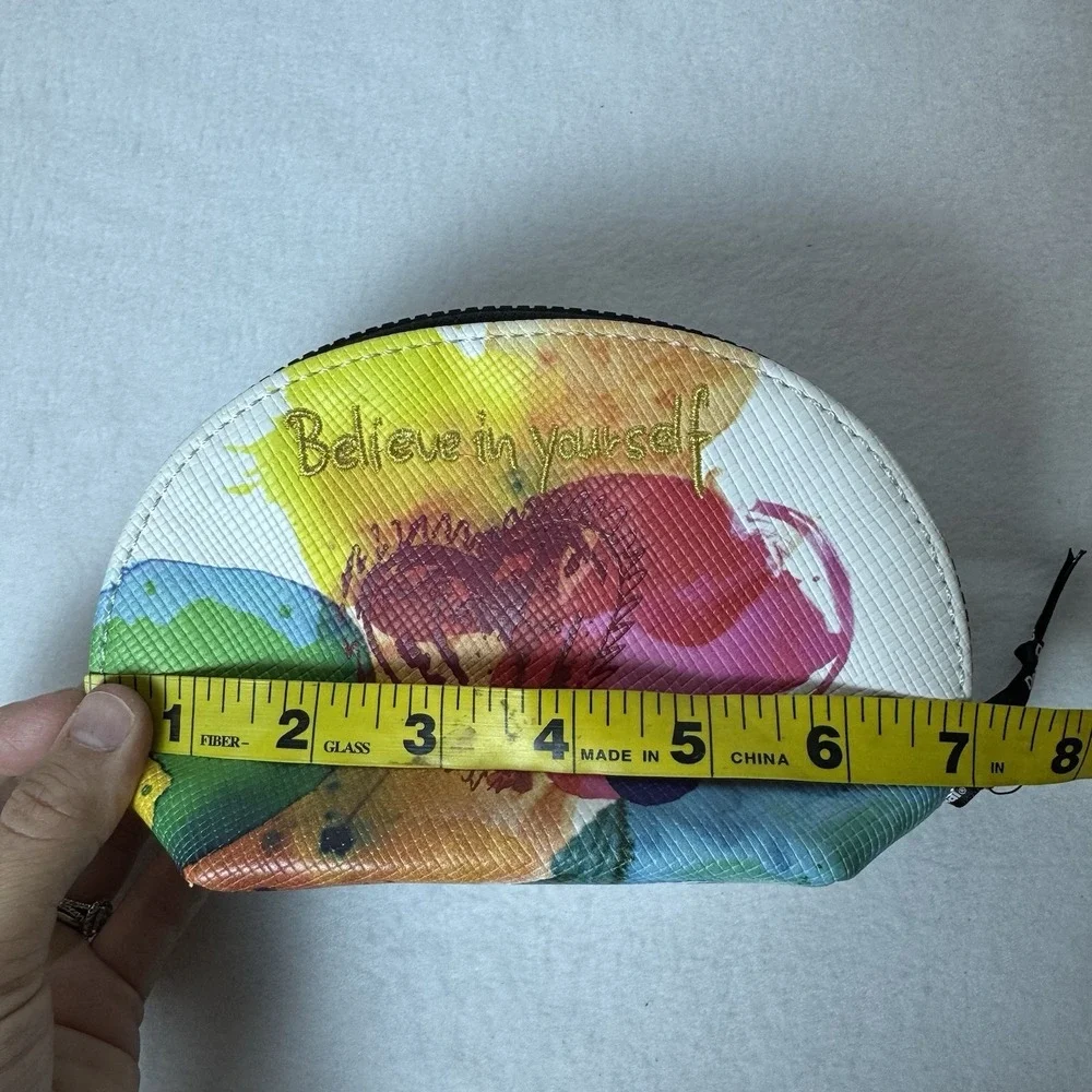 New Desigual Make-up Bag Toiletry Embroidered Believe In Yourself Pouch Colorful